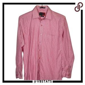 Medium (39 cm) Peter England Red-White LS Shirt